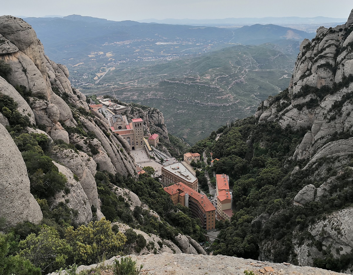 View to the monastery while hiking in the mountains